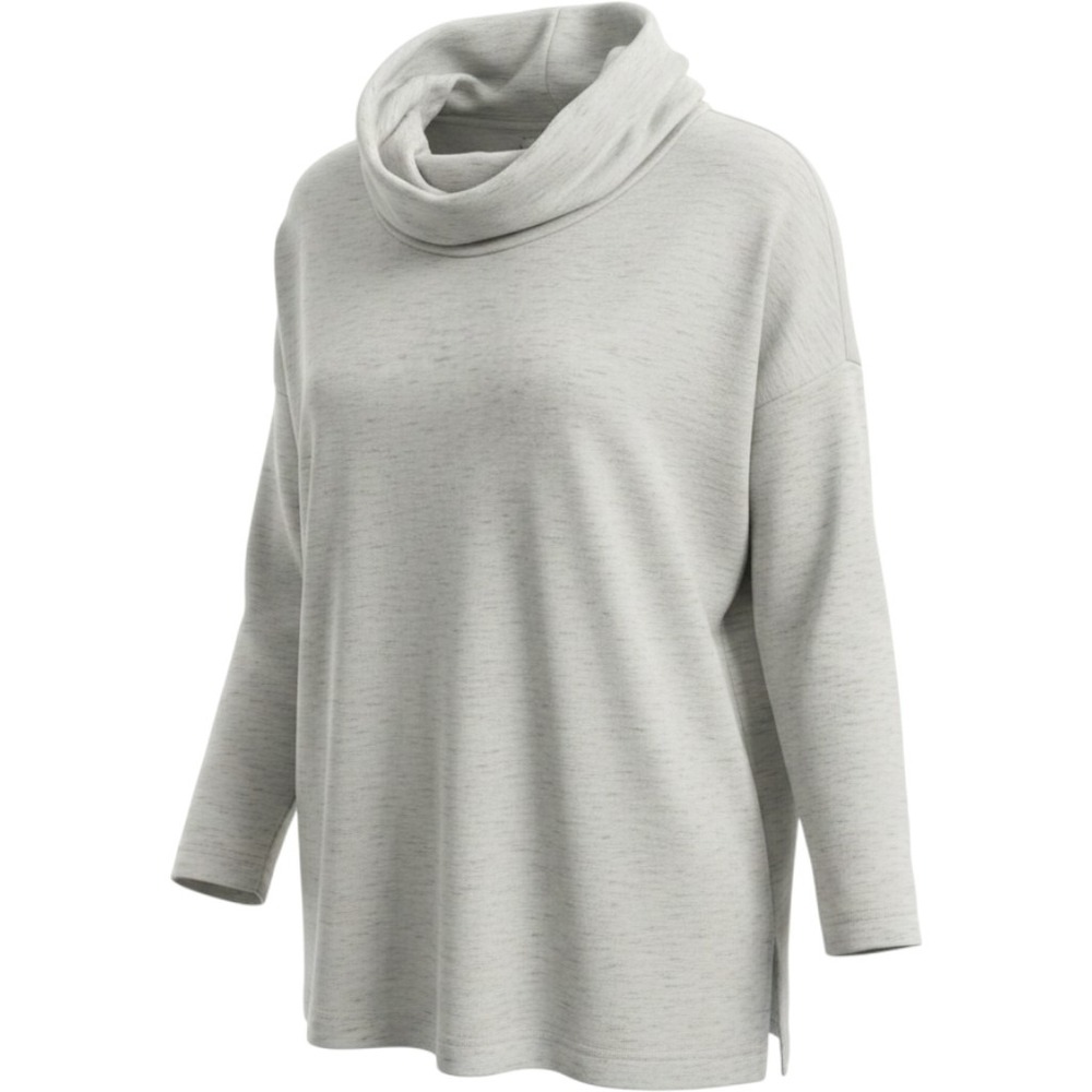 Lou & Grey Signaturesoft Cowl‎ Neck Tunic Sweatshirt Gray Space Dye Large